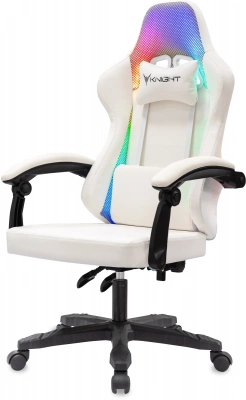 Кресло игровое Knight Wolf RGB белый экокожа/сетка с подголов. крестов. пластик, купить в Сыктывкаре