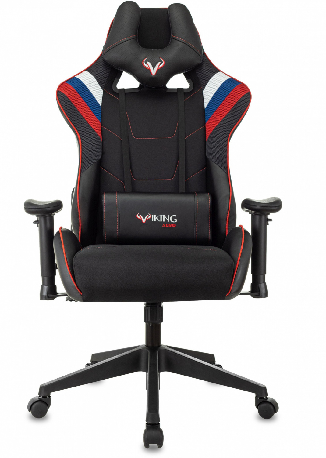 Кресло игровое Zombie VIKING 4 AERO белый/синий/красный ткань/эко.кожа с подголов. крестов. пластик — фото, характеристики, наличие в Сыктывкаре