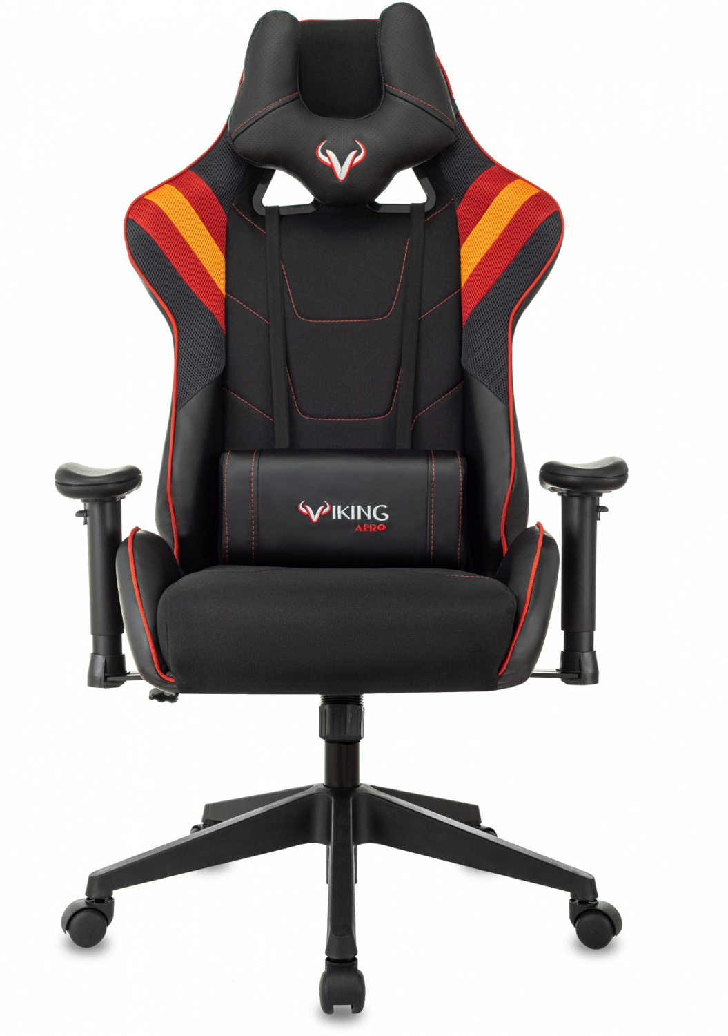 Кресло игровое Zombie VIKING 4 AERO черный/красный ткань/эко.кожа с подголов. крестов. пластик — фото, характеристики, наличие в Сыктывкаре