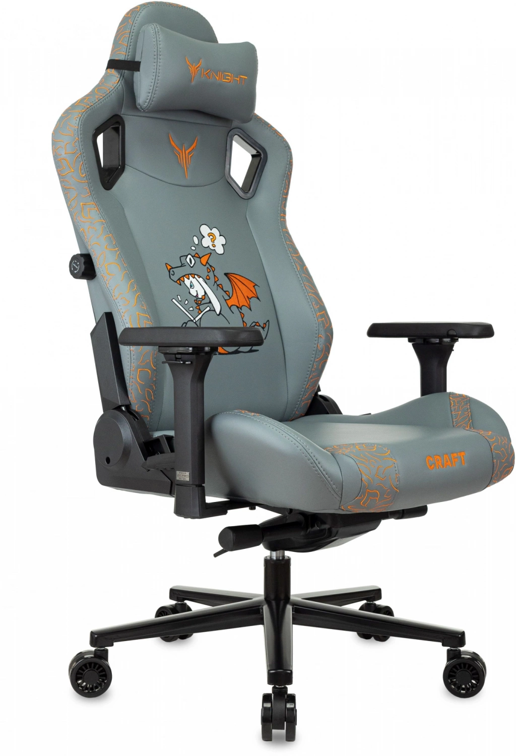 Кресло игровое Knight Craft Dragon серый экокожа крестов. металл — фото, характеристики, наличие в Сыктывкаре
