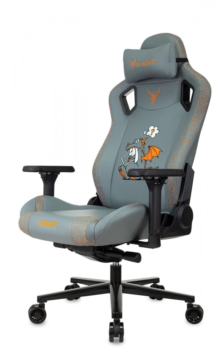 Кресло игровое Knight Craft Dragon серый экокожа крестов. металл — фото, характеристики, наличие в Сыктывкаре