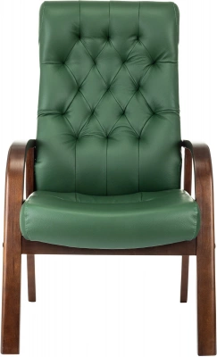 Кресло Бюрократ T-9928WALNUT-CF зеленый кожа на ножках дерево — фото, характеристики, наличие в Сыктывкаре