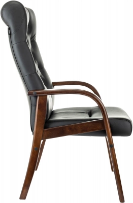 Кресло Бюрократ T-9928WALNUT-CF черный кожа на ножках дерево — фото, характеристики, наличие в Сыктывкаре