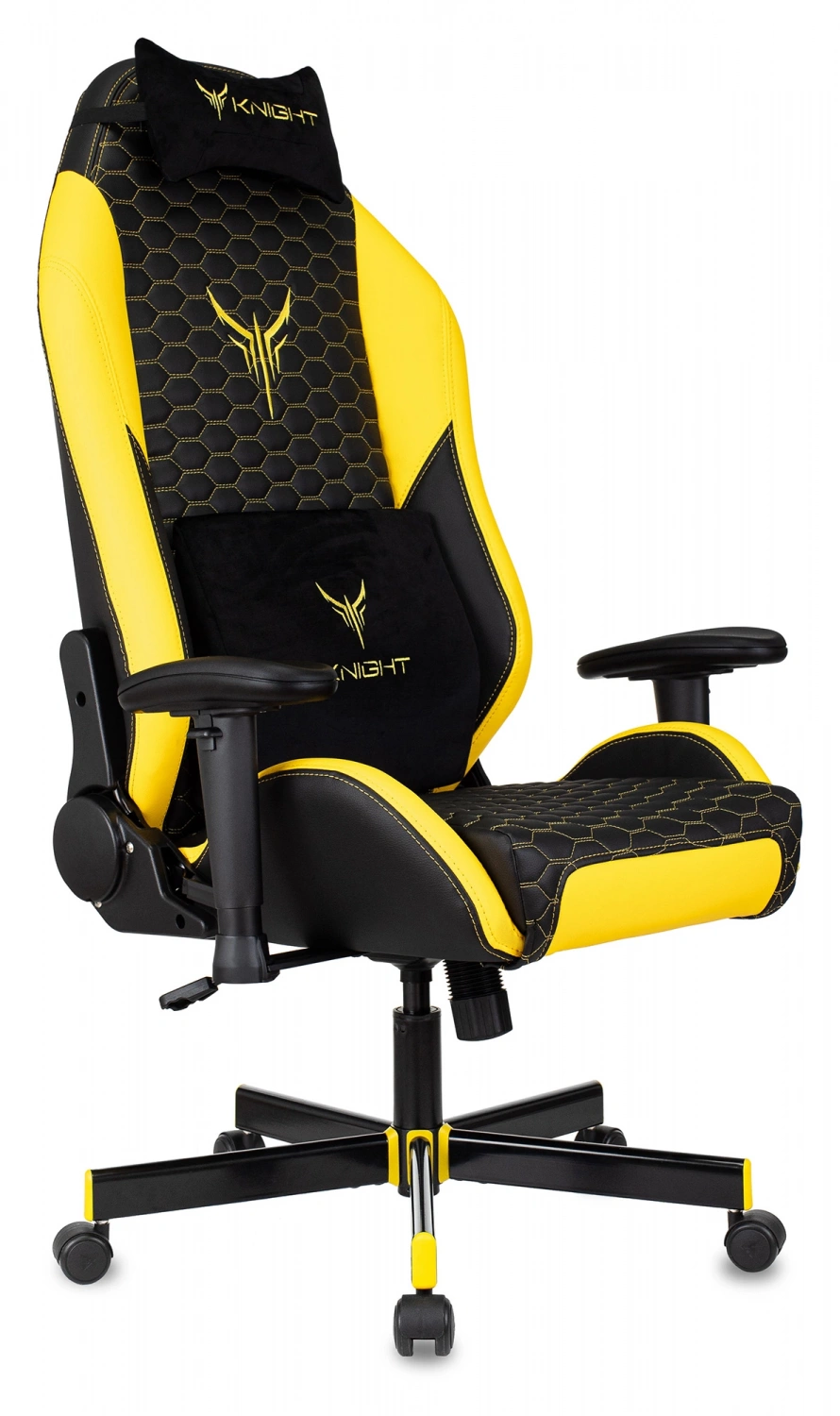 Кресло игровое Knight Neon черный/желтый соты экокожа с подголов. крестов. металл — фото, характеристики, наличие в Сыктывкаре