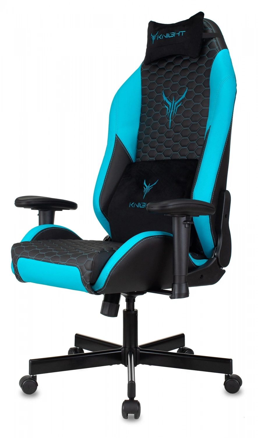 Кресло игровое Knight Neon черный/голубой соты экокожа с подголов. крестов. металл — фото, характеристики, наличие в Сыктывкаре