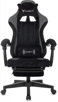 Кресло игровое Knight Custom/F черный/серый крестов. пластик подст.для ног — фото, характеристики, наличие в Сыктывкаре
