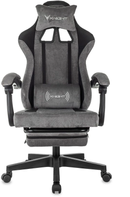 Кресло игровое Knight Custom/F серый/черный крестов. пластик подст.для ног — фото, характеристики, наличие в Сыктывкаре