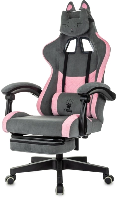Кресло игровое Knight Kitty/F Fabric серый/розовый крестов. пластик подст.для ног — фото, характеристики, наличие в Сыктывкаре