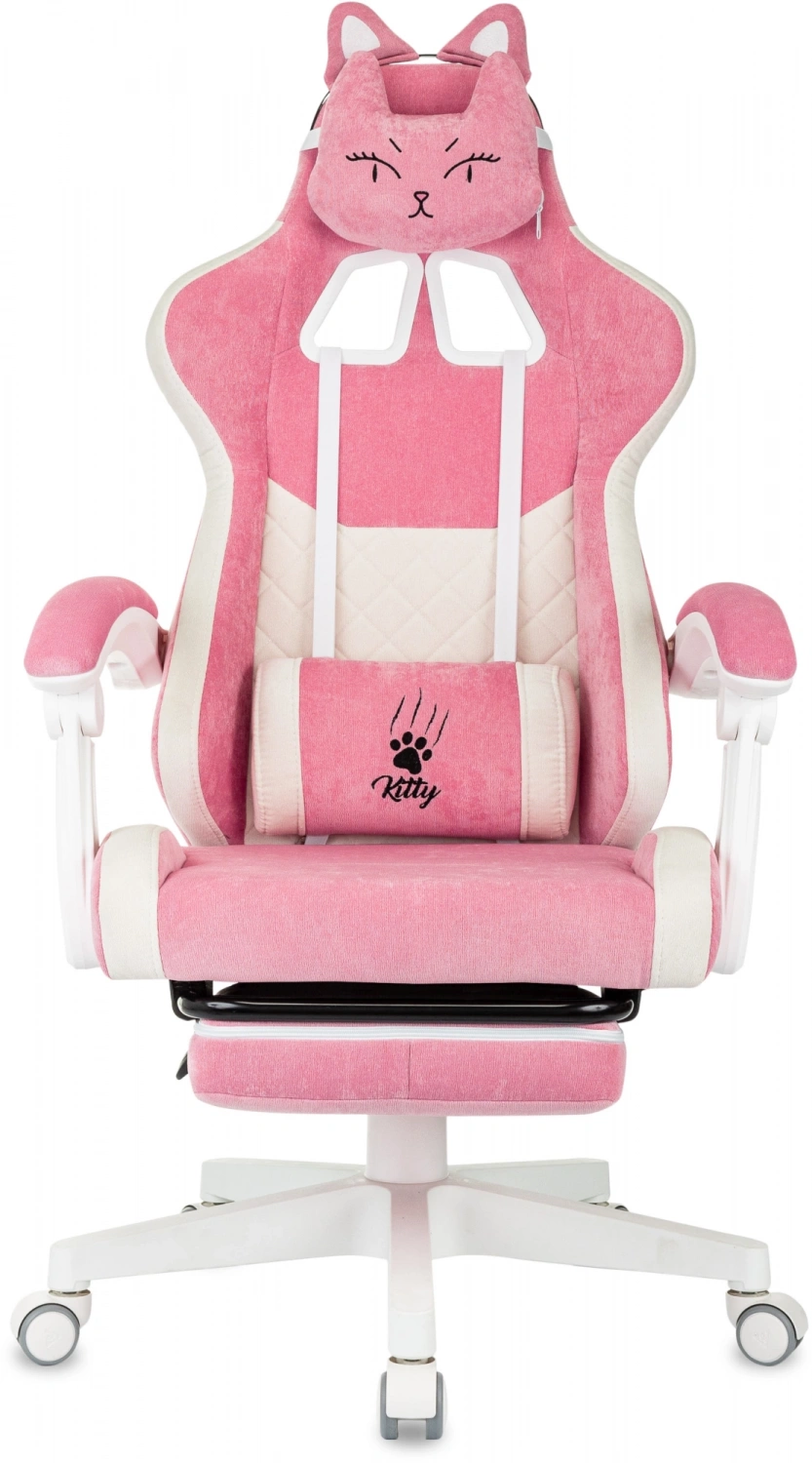 Кресло игровое Knight Kitty/F W Fabric розовый/молочный крестов. пластик подст.для ног пластик белый — фото, характеристики, наличие в Сыктывкаре