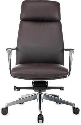 Кресло руководителя Бюрократ _Vega коричневый кожа с подголов. крестов. алюминий — фото, характеристики, наличие в Сыктывкаре