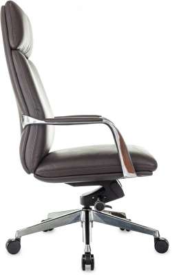 Кресло руководителя Бюрократ _Vega коричневый кожа с подголов. крестов. алюминий — фото, характеристики, наличие в Сыктывкаре