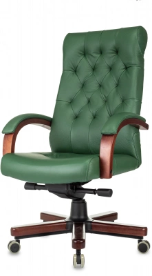 Кресло руководителя Бюрократ T-9928Walnut зеленый кожа крестов. металл/дерево — фото, характеристики, наличие в Сыктывкаре