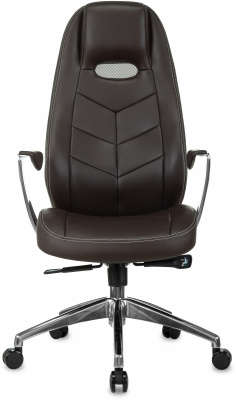 Кресло руководителя Бюрократ _Zen коричневый кожа крестов. алюминий — фото, характеристики, наличие в Сыктывкаре