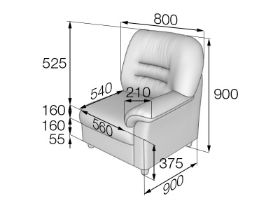 Модуль 1-местный левый, Премьер, P1L, oregon_09, кожзам