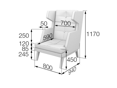 Кресло высокое, Беверли, Bev1H, kiton_09, ткань: рогожка