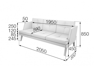 Диван 3-местный, Беверли, Bev3-2, kiton_09, ткань: рогожка
