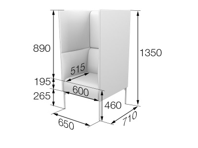 Кресло высокое, Бридж, Brd1H-2, sweet_azure, ткань: рогожка