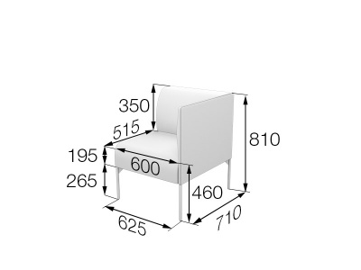Модуль 1-местный левый, Бридж, Brd1L, sweet_blue, ткань: рогожка