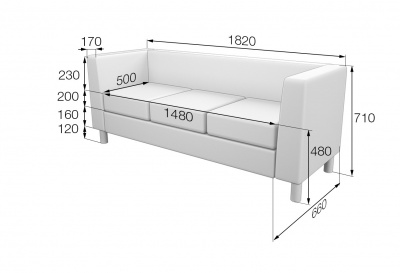 Диван 3-местный, Домино, Dm3-2, oregon_09, кожзам