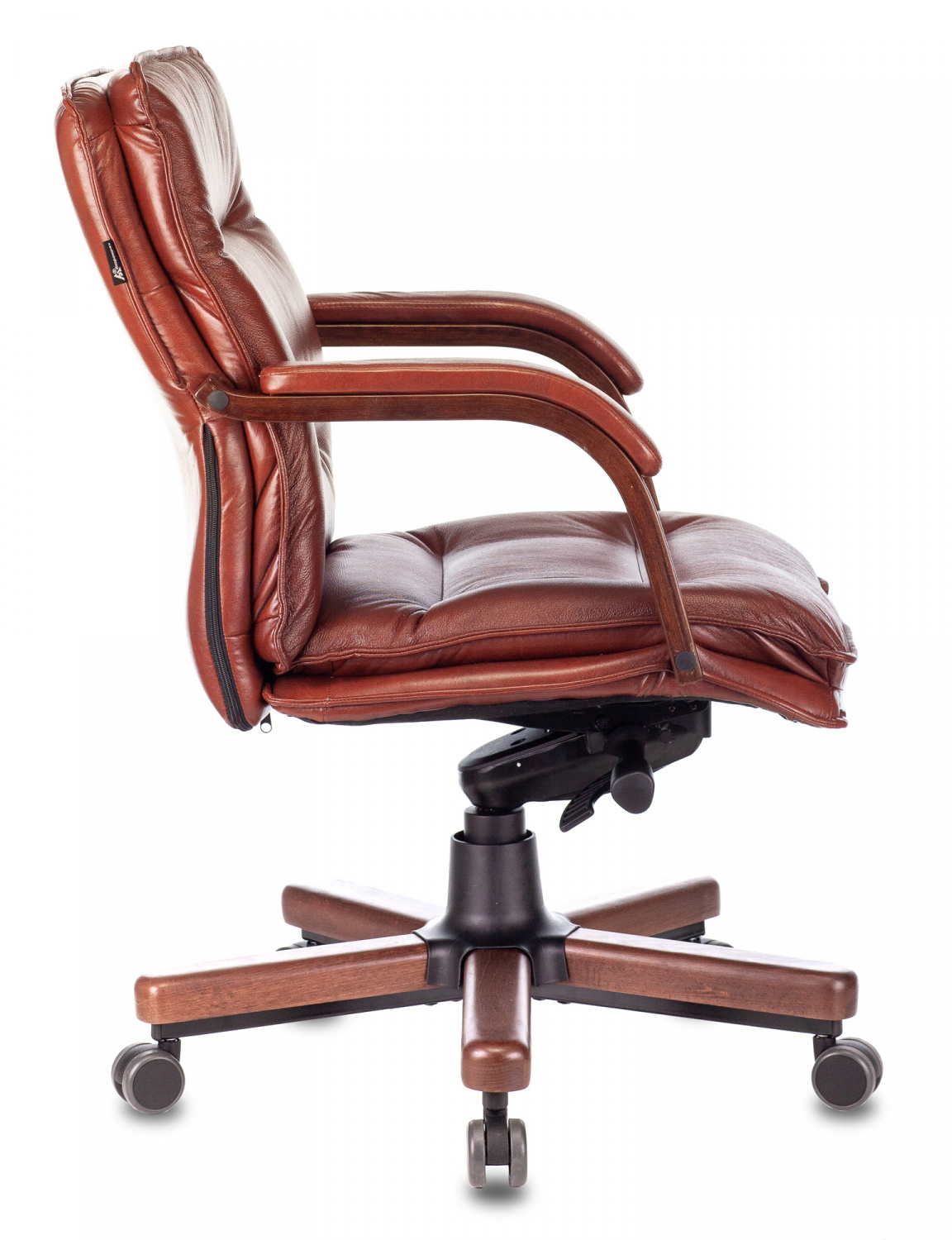 Кресло руководителя Бюрократ T-9927WALNUT-LOW светло-коричневый Leather Eichel кожа низк.спин. крестов. металл/дерево, купить в Сыктывкаре