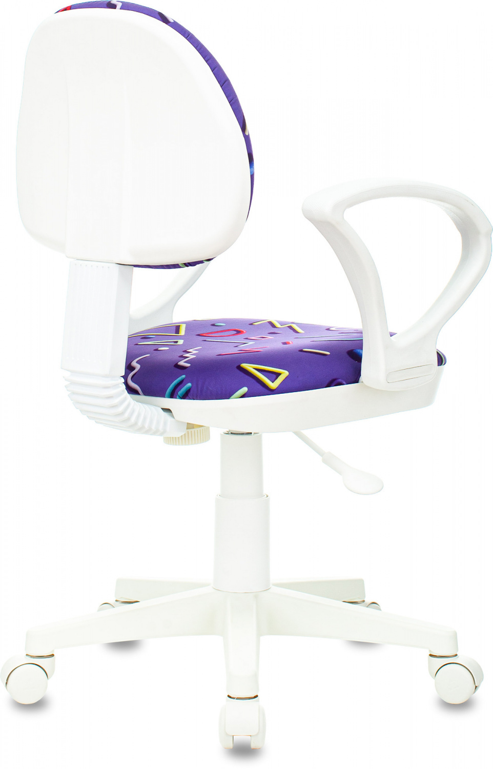 Кресло детское Бюрократ KD-3/WH/ARM фиолетовый Sticks 08 крестов. пластик пластик белый — фото, характеристики, наличие в Сыктывкаре