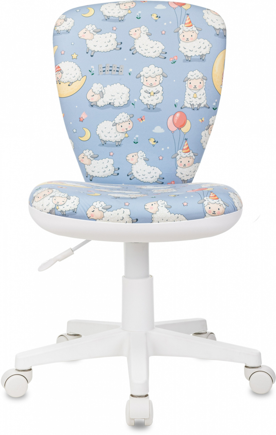 Кресло детское Бюрократ KD-W10 голубой овечки крестов. пластик пластик белый — фото, характеристики, наличие в Сыктывкаре