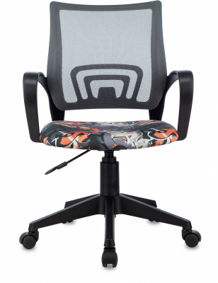 Кресло детское Бюрократ BUROKIDS 1 серый TW-04 граффити сетка/ткань крестов. пластик, купить в Сыктывкаре