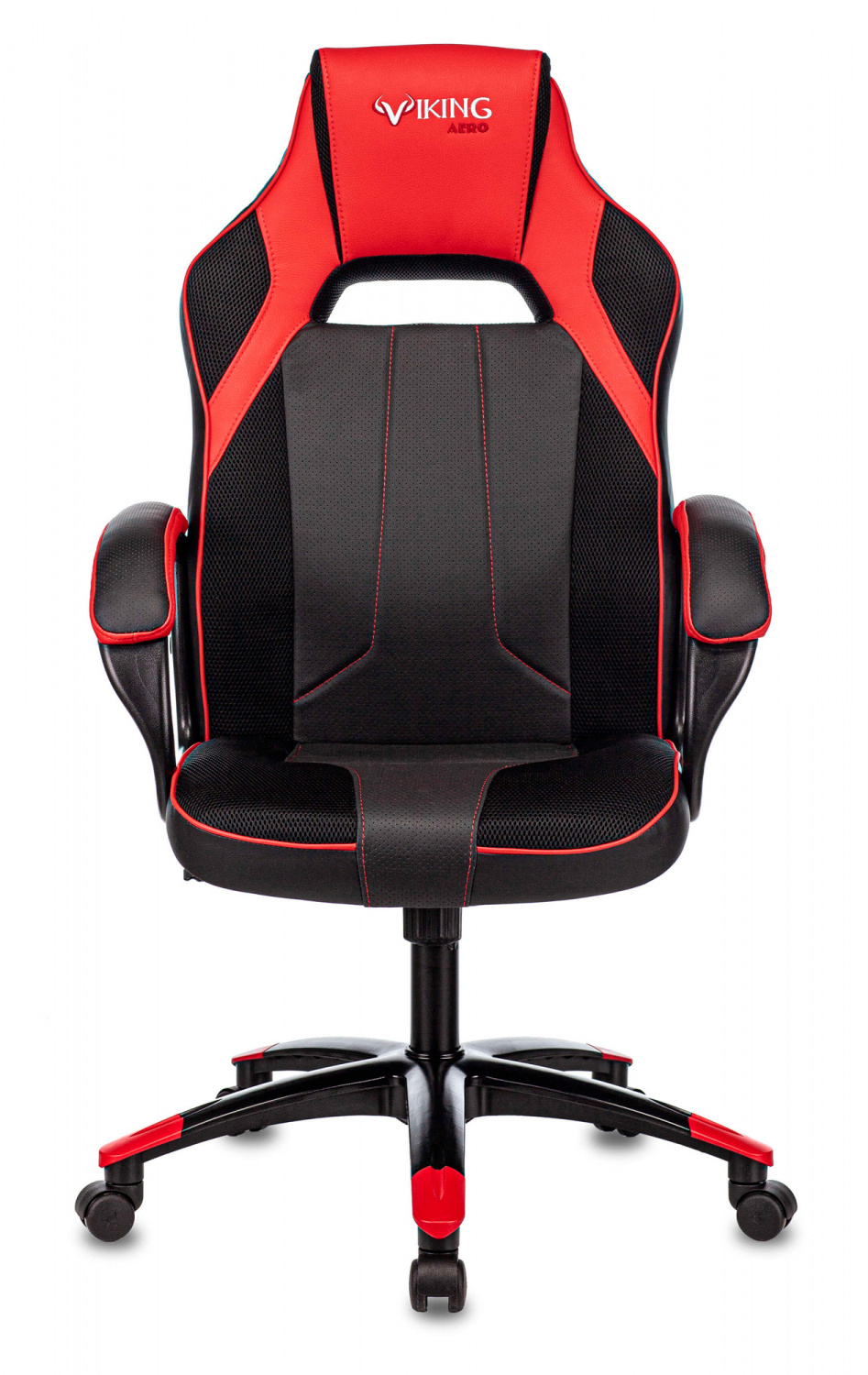 Кресло игровое Zombie VIKING 2 AERO черный/красный эко.кожа/ткань крестов. пластик, купить в Сыктывкаре