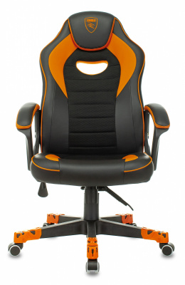 Кресло игровое Zombie GAME 16 черный/оранжевый эко.кожа/ткань крестов. пластик, купить в Сыктывкаре