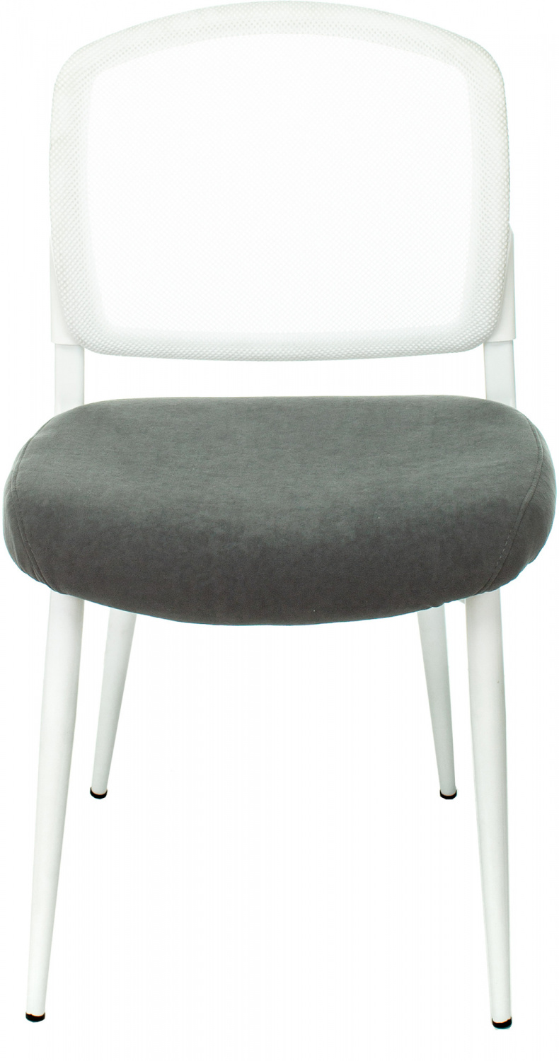 Стул для кухни Бюрократ KF-8W_2 комплект 2шт сетка/ткань серый металл белый на ножках (KF-8W/GREY_2) — фото, характеристики, наличие в Сыктывкаре