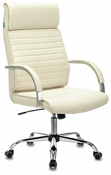 Кресло руководителя Бюрократ T-8010N слоновая кость OR-10 эко.кожа крестов. металл хром