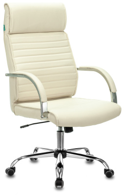 Кресло руководителя Бюрократ T-8010N слоновая кость OR-10 эко.кожа крестов. металл хром