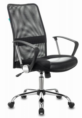 Кресло Бюрократ CH-600SL-LOW черный TW-01 эко.кожа/сетка низк.спин. крестов. металл хром