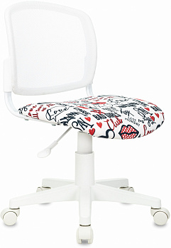 Кресло детское Бюрократ CH-W296NX белый TW-15 сиденье мультиколор красные губы сетка/ткань крестов. пластик пластик белый