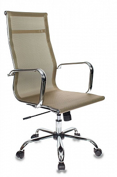 Кресло руководителя Бюрократ CH-993 золотистый сетка крестов. металл хром