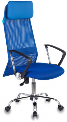 Кресло руководителя Бюрократ KB-6N синий TW-05 TW-10 сетка/ткань с подголов. крестов. металл хром