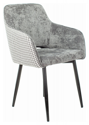 Стул для кухни Бюрократ KF-7 серый Light 19 гусиная лапка металл черный на ножках (KF-7/LT19/GF)