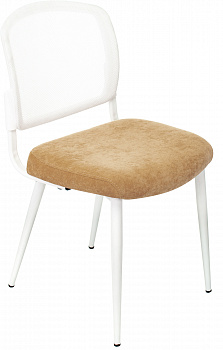 Стул для кухни Бюрократ KF-8W сетка/ткань горчичный металл белый на ножках (KF-8W/MUST)