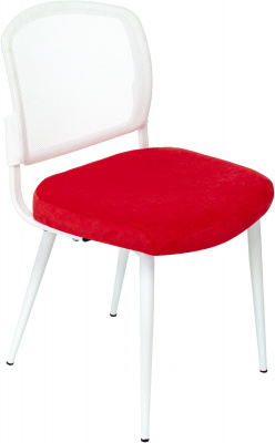 Стул для дома Бюрократ KF-8W сетка/ткань красный металл белый на ножках (KF-8W/RED)