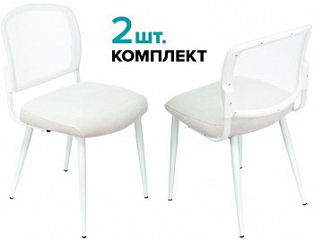 Стул для кухни Бюрократ KF-8W_2 комплект 2шт сетка/ткань белый металл белый на ножках (KF-8W/WHITE_2)