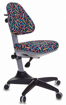 Кресло детское Бюрократ KD-2 синий карандаши крестов. пластик