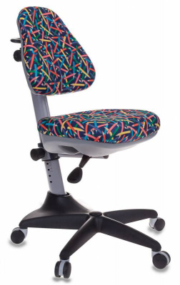 Кресло детское Бюрократ KD-2 синий карандаши крестов. пластик