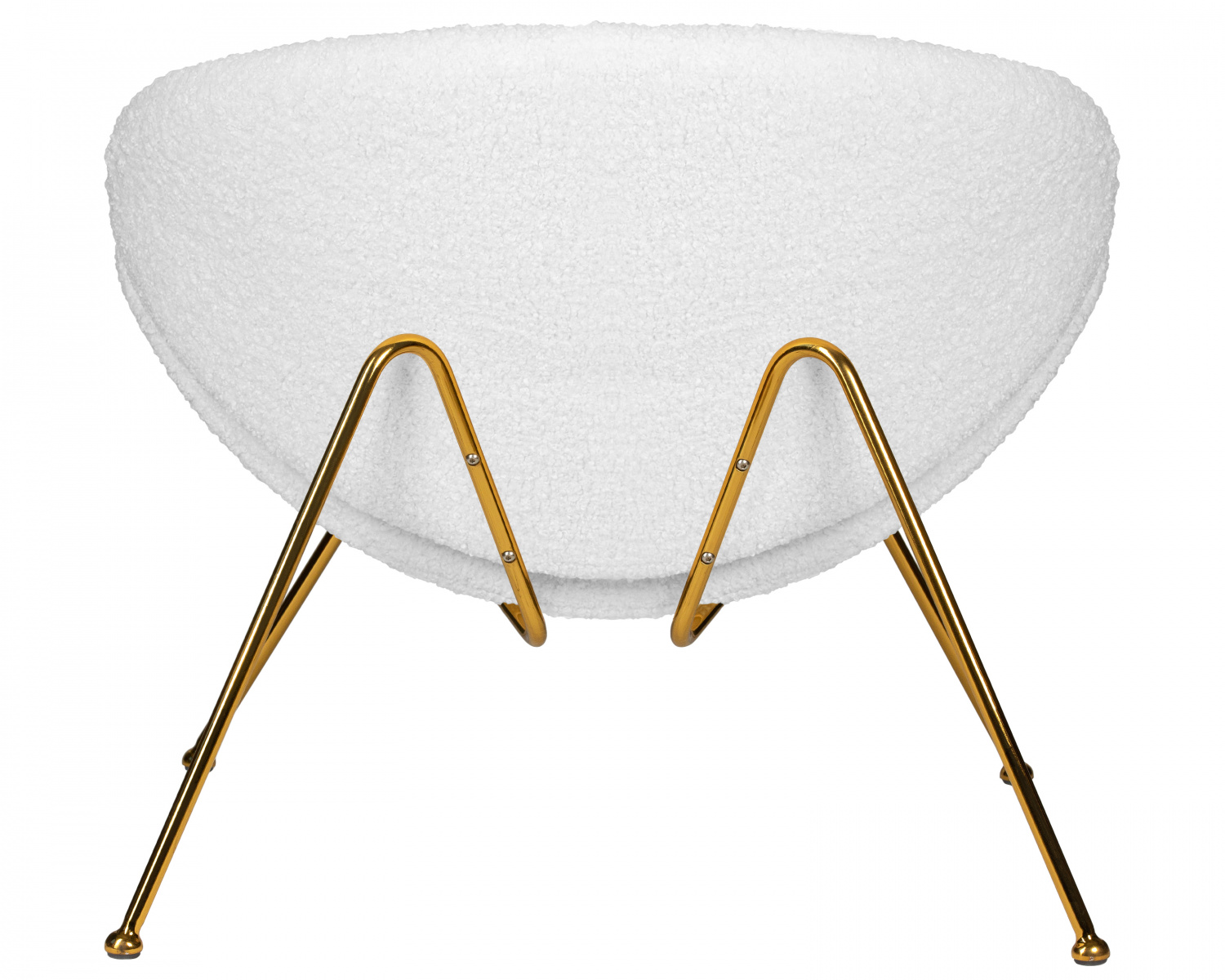 Кресло дизайнерское DOBRIN EMILY, белый (букле) ткань, золотое основание