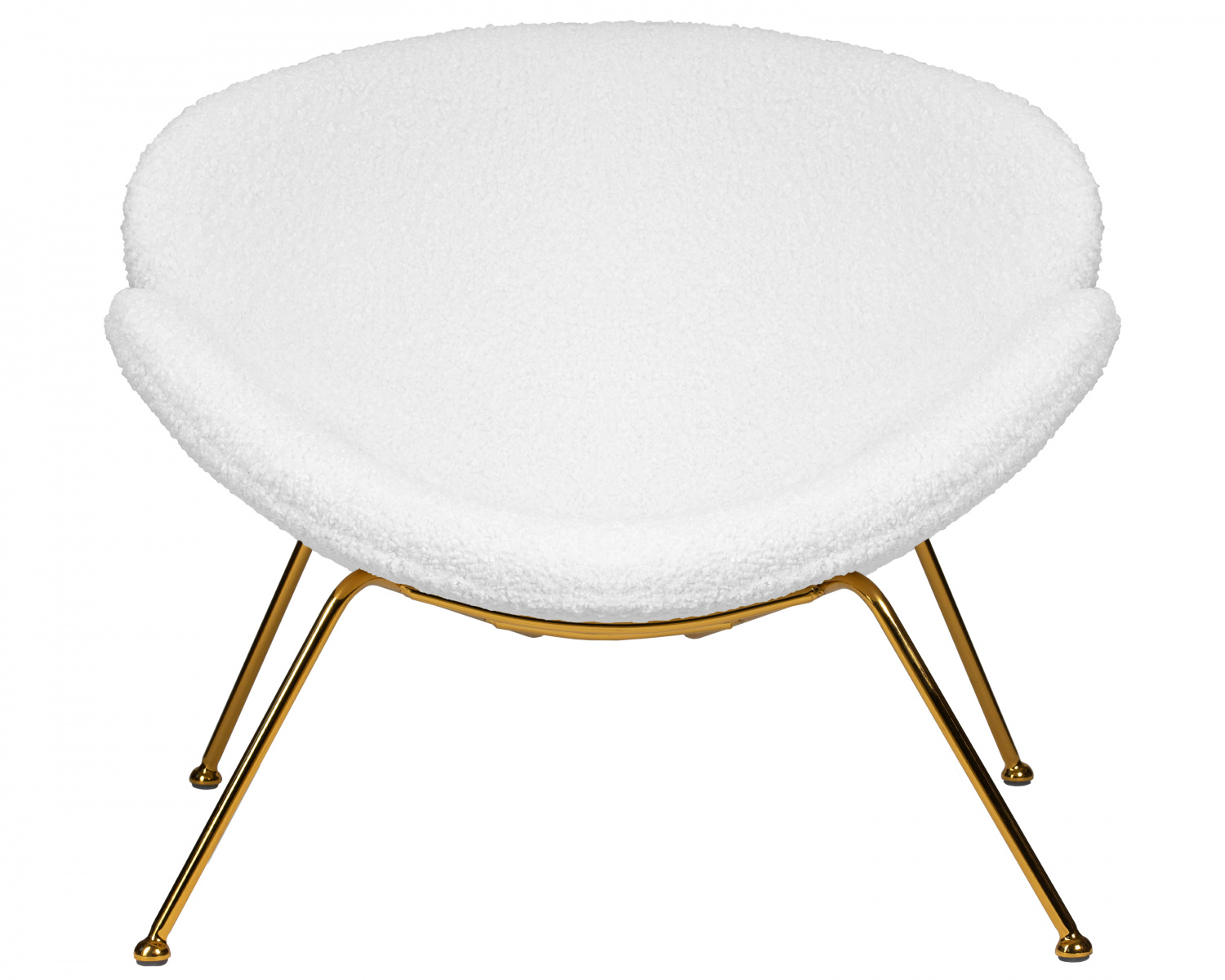 Кресло дизайнерское DOBRIN EMILY, белый (букле) ткань, золотое основание
