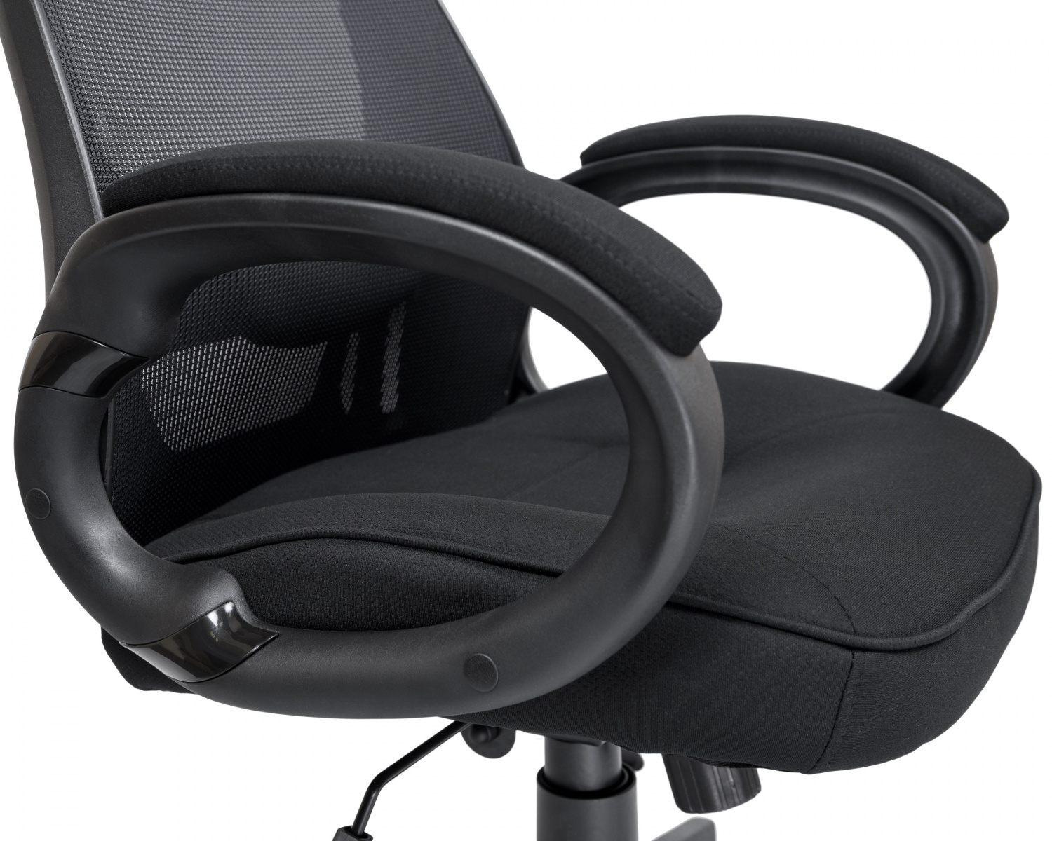 Офисное кресло для руководителей DOBRIN STEVEN BLACK, чёрный пластик, чёрная ткань