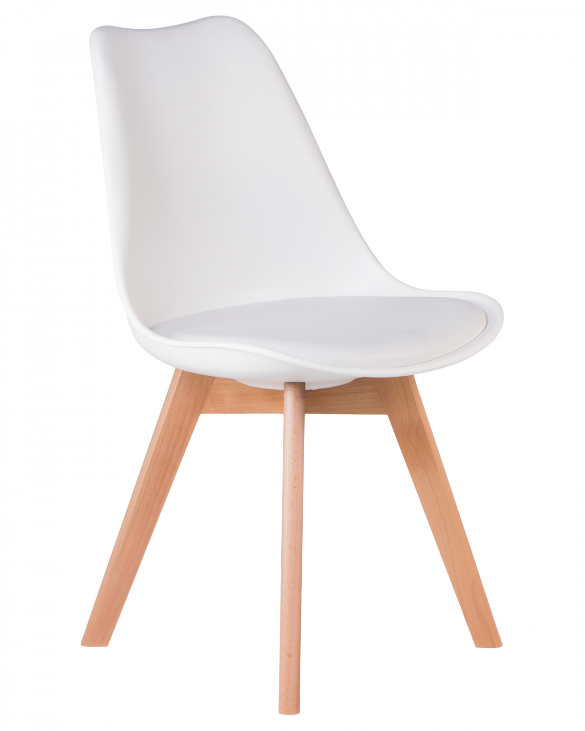 Стул обеденный DOBRIN JERRY SOFT, ножки светлый бук, цвет сиденья белый (W-02)