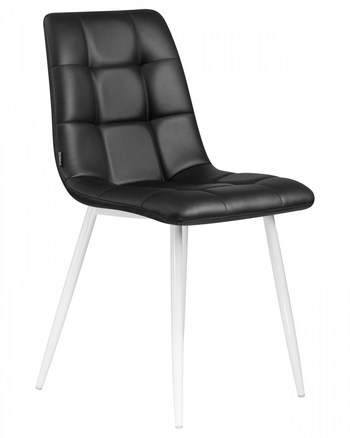 Стул обеденный DOBRIN ALEX, белые ножки, чёрная экокожа (P-01)