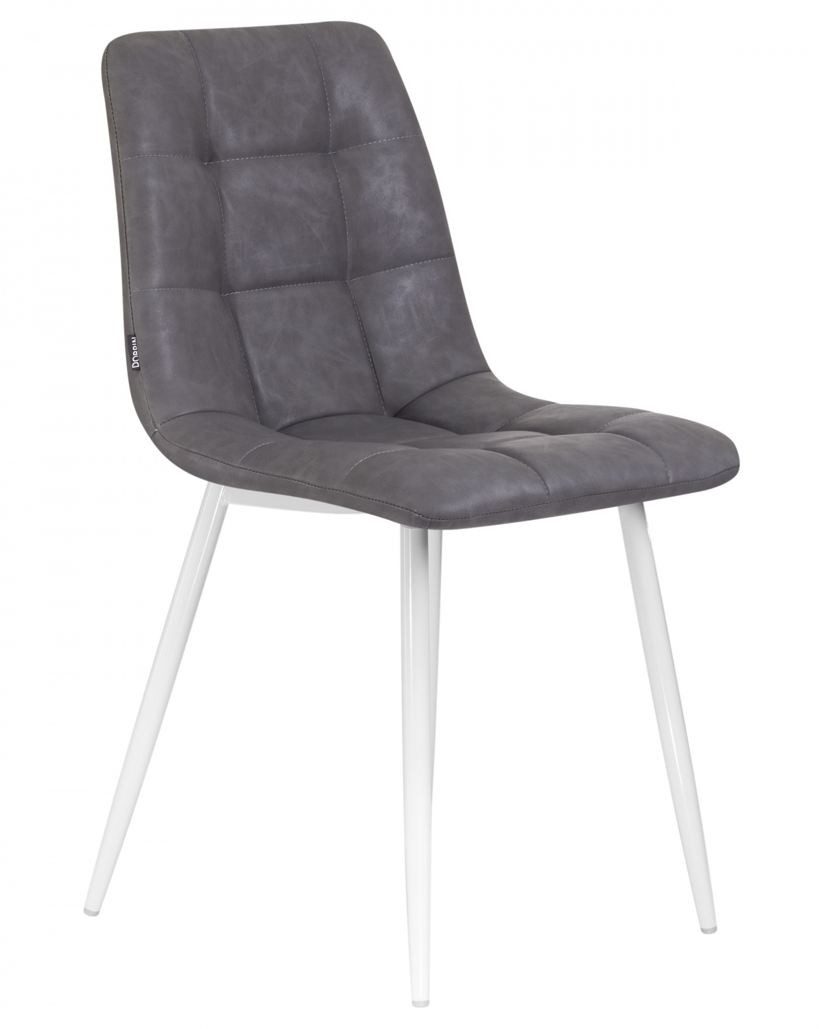 Стул обеденный DOBRIN ALEX, белые ножки, серая антрацитовая винтажная экокожа (RU-08)