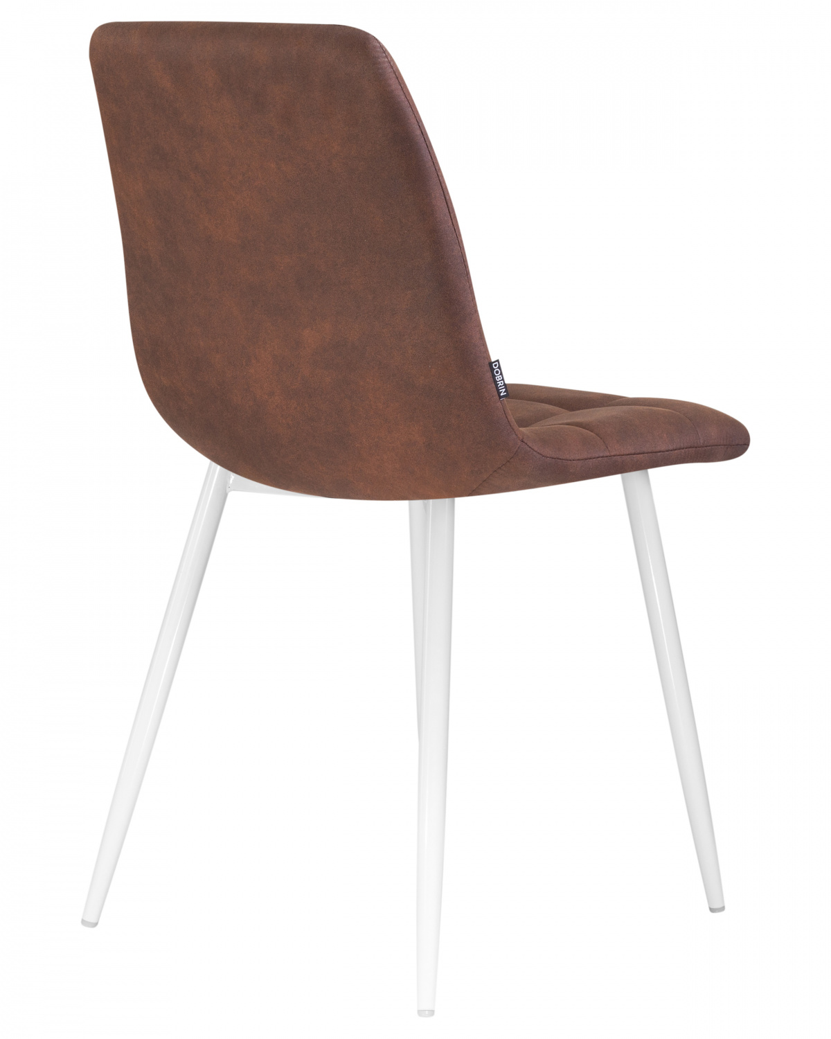 Стул обеденный DOBRIN ALEX, белые ножки, коричневая микрофибра (PK-03)