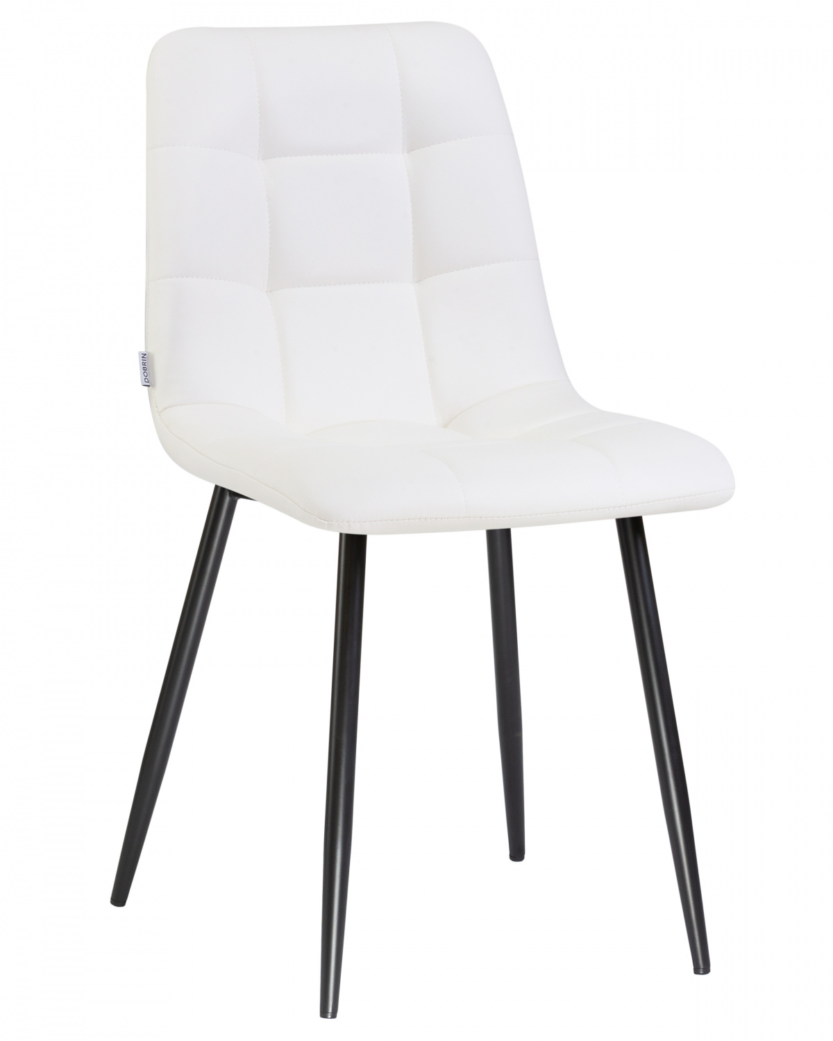 Стул обеденный DOBRIN ALEX, черные матовые ножки, белая экокожа (P-02)